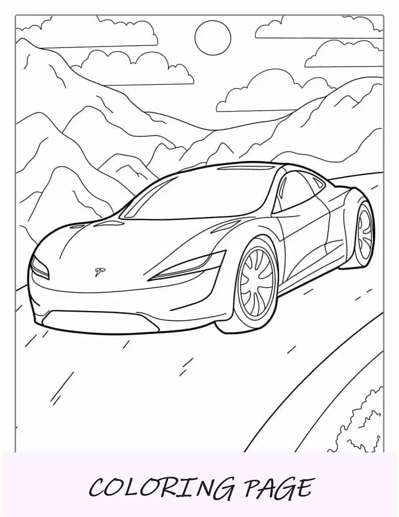Página para colorir Tesla Model S