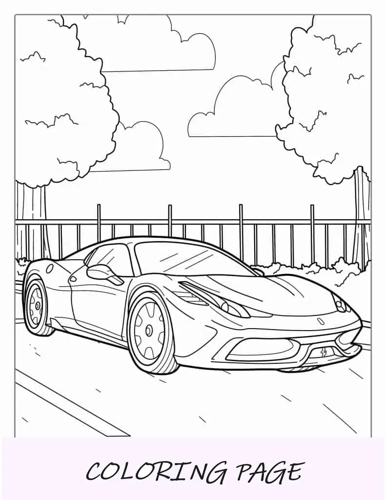 Folha para colorir Ferrari 458