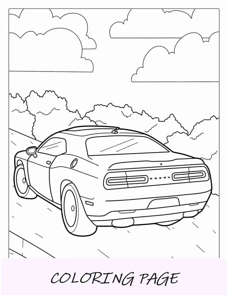 Folha para colorir Dodge Challenger para crianças