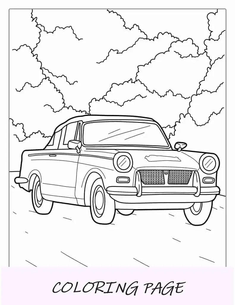 Página para colorir de carro sedan antigo