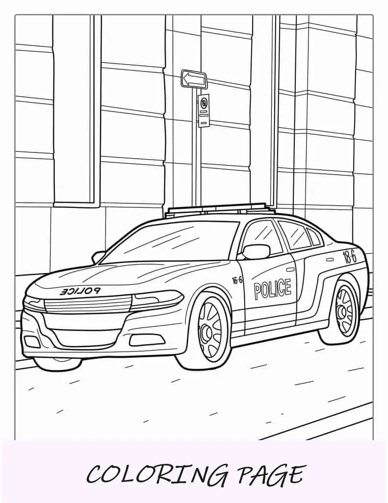 Página para colorir de carro de polícia dos EUA