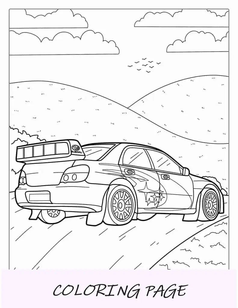 Página para colorir de carro Subaru WRX