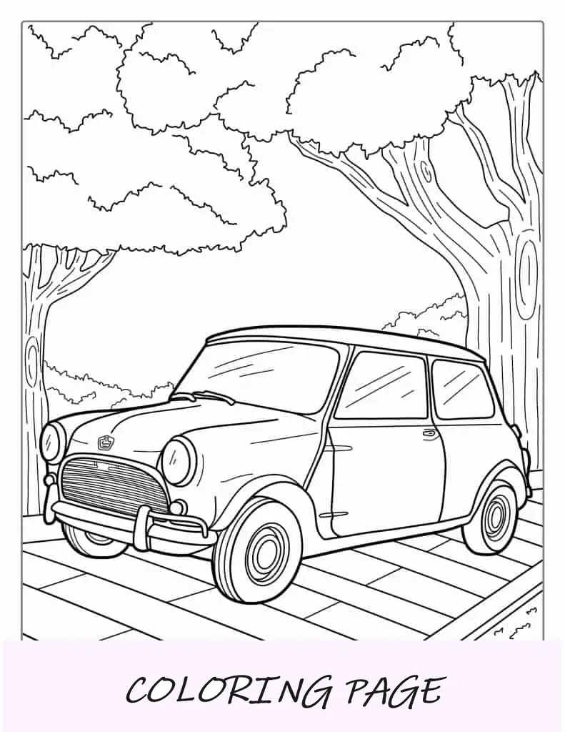 Folha para colorir de carro Mini Cooper