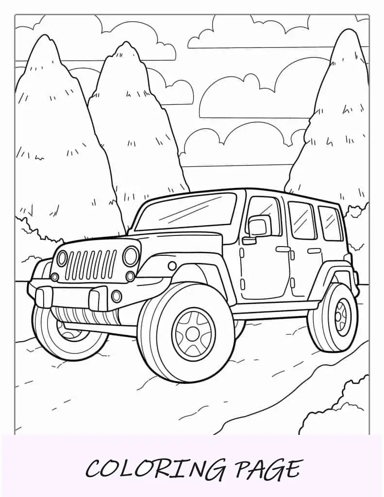 Página detalhada para colorir Jeep 4X4