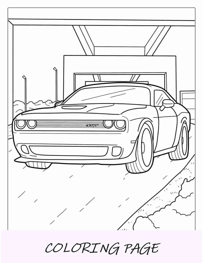 Folha para colorir detalhada do Dodge Challenger
