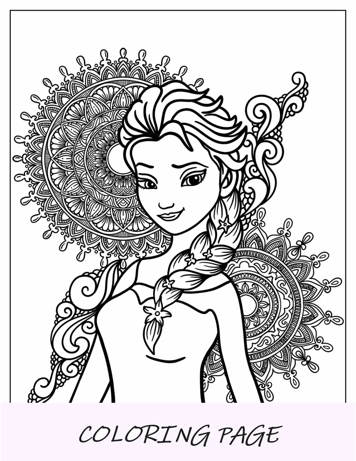 Dibujos para colorear de Disney para adultos de Elsa Mandala