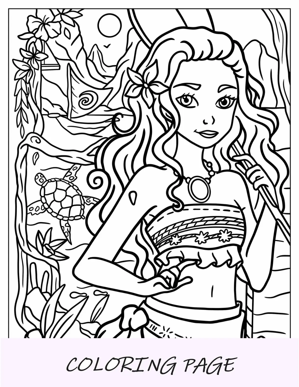 Dibujos para colorear de Disney para adultos de Anime Moana