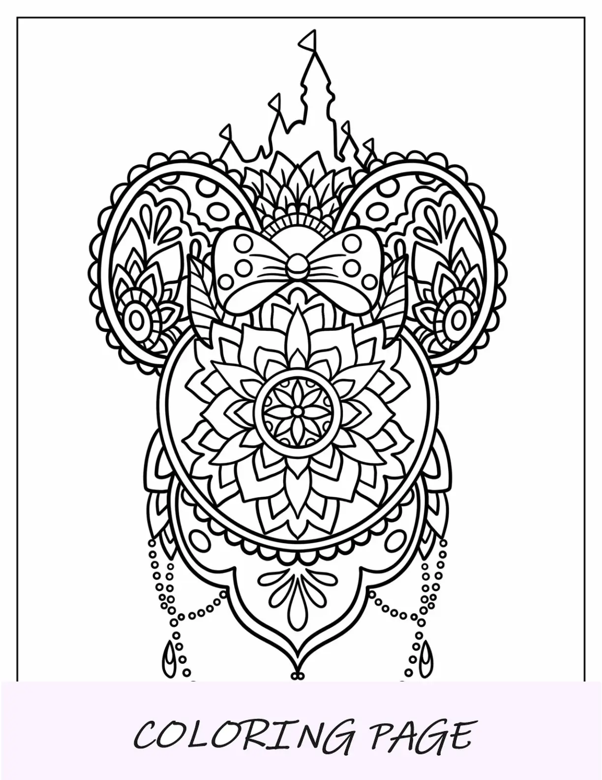 Dibujos para colorear de Disney para adultos de Minnie Mouse en forma de mandala
