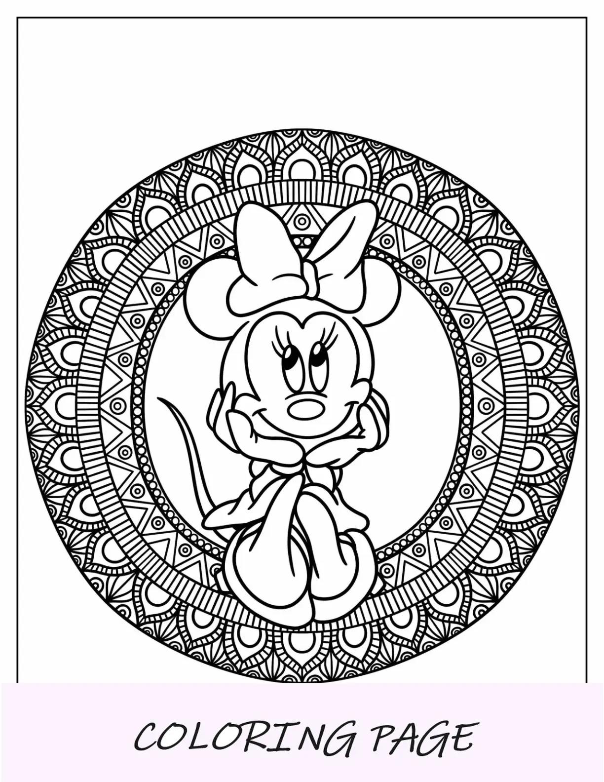 Dibujos para colorear de Disney para adultos de Mandala simple de Minnie Mouse