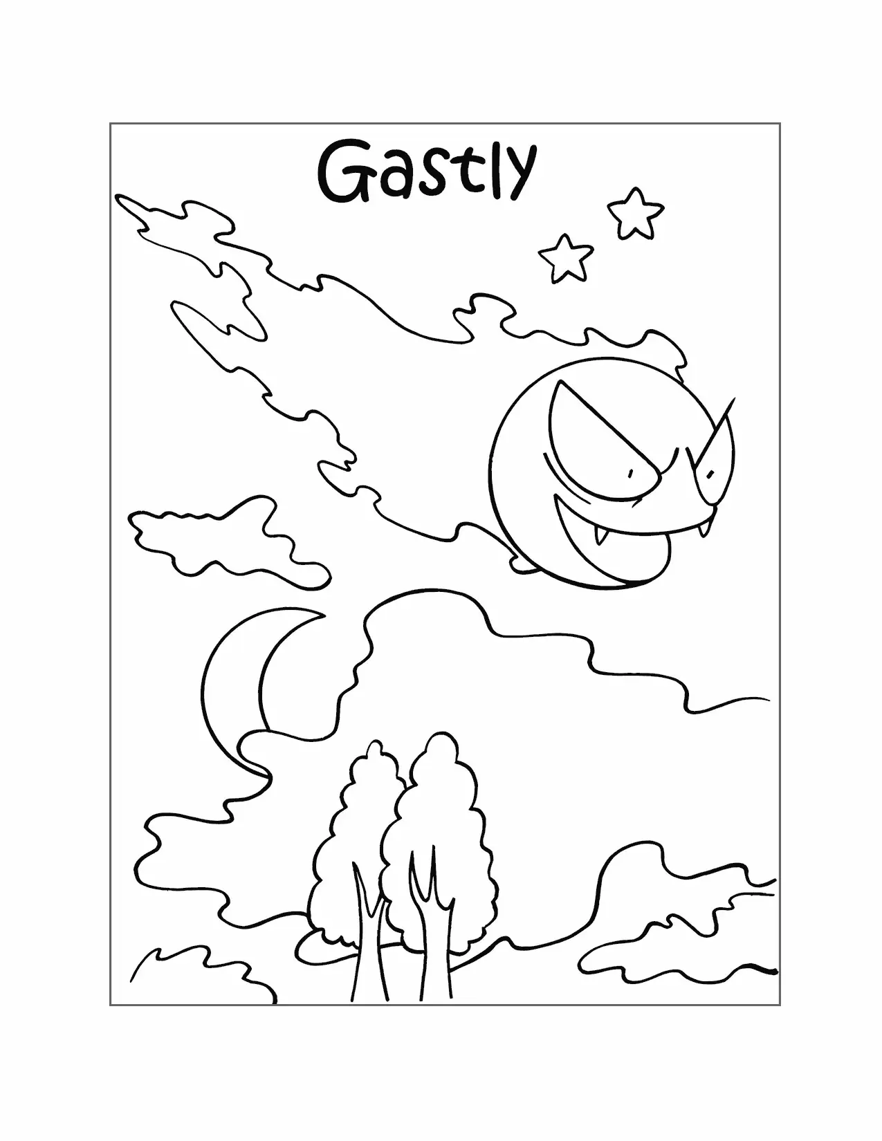 Gastly Coloring Page