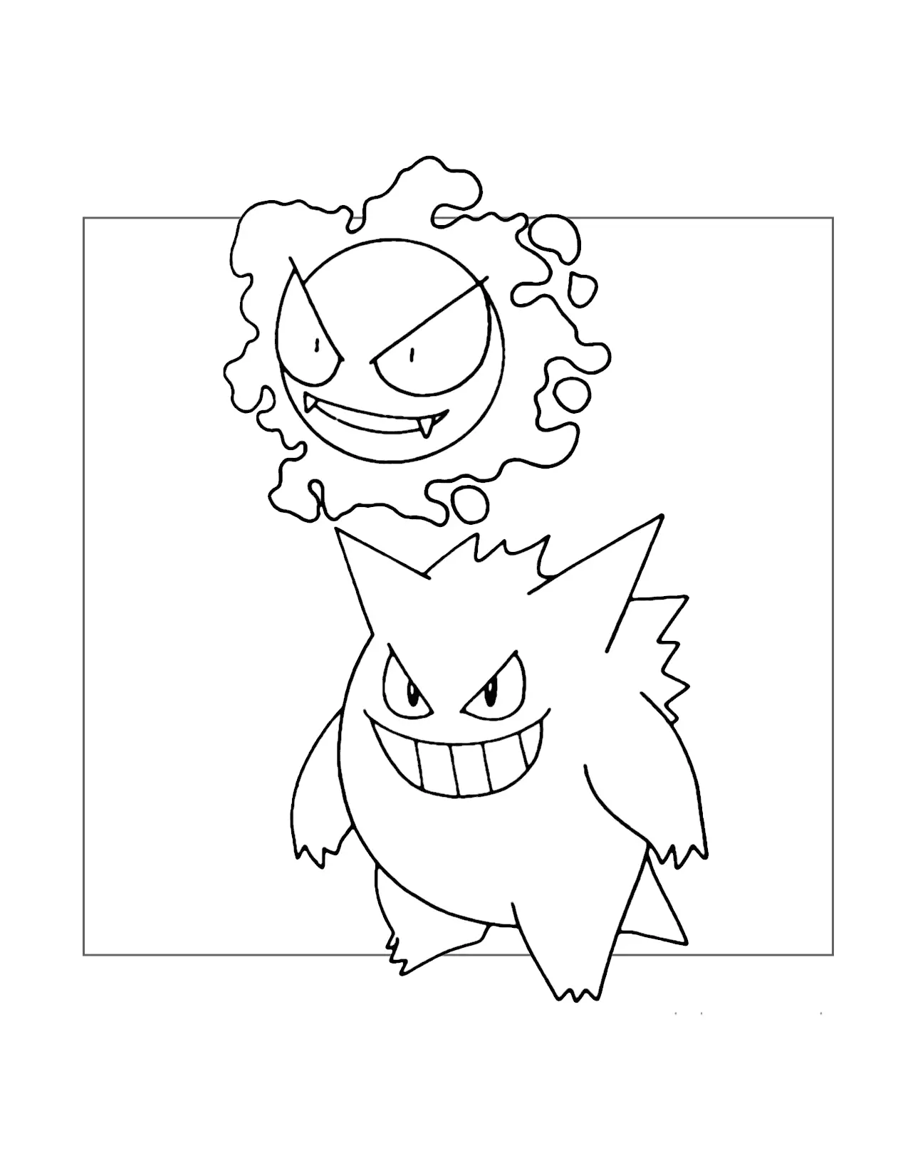 Gastly And Gengar Evolution Coloring Page