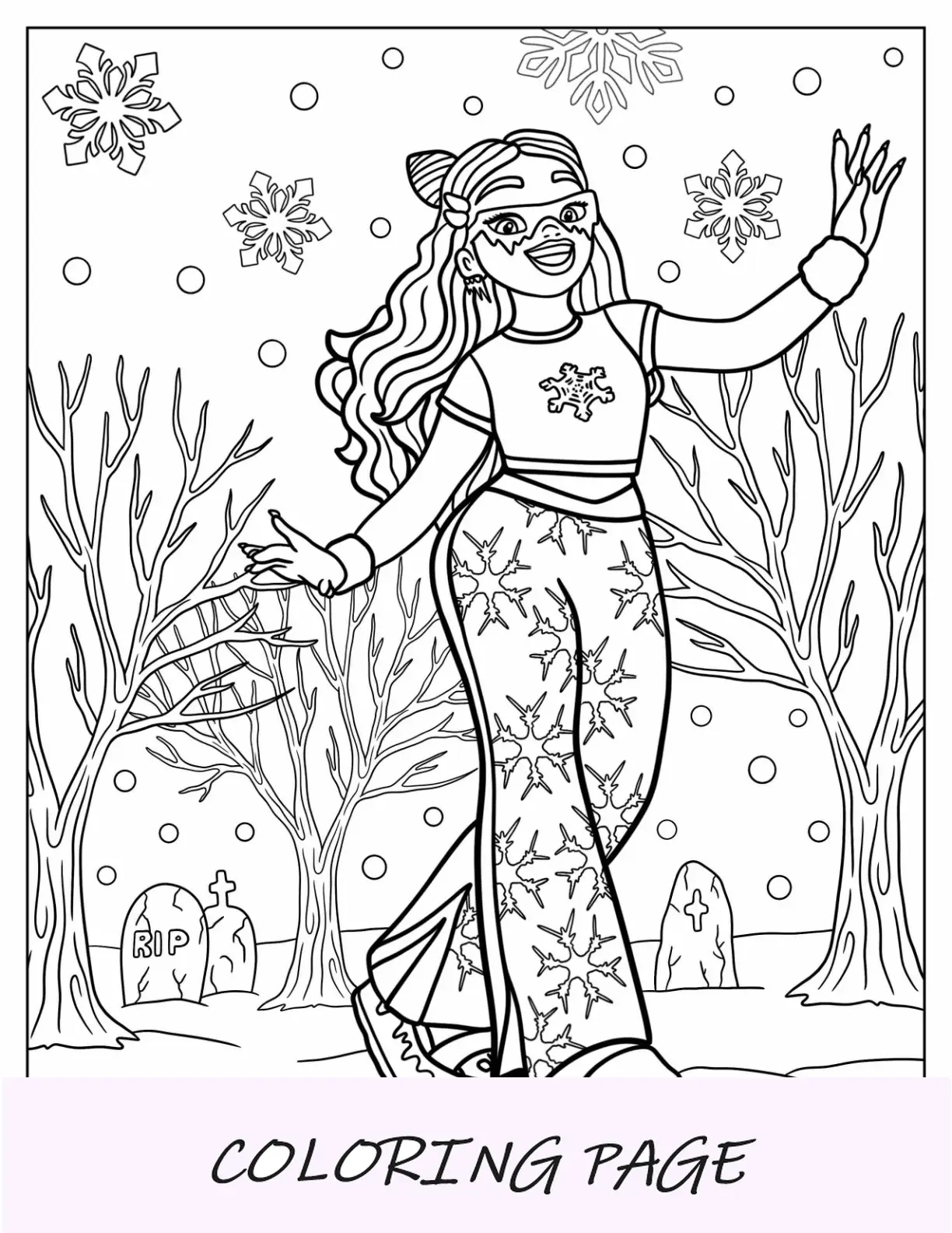 Página para colorir Monster High de Abbey Bominable no inverno