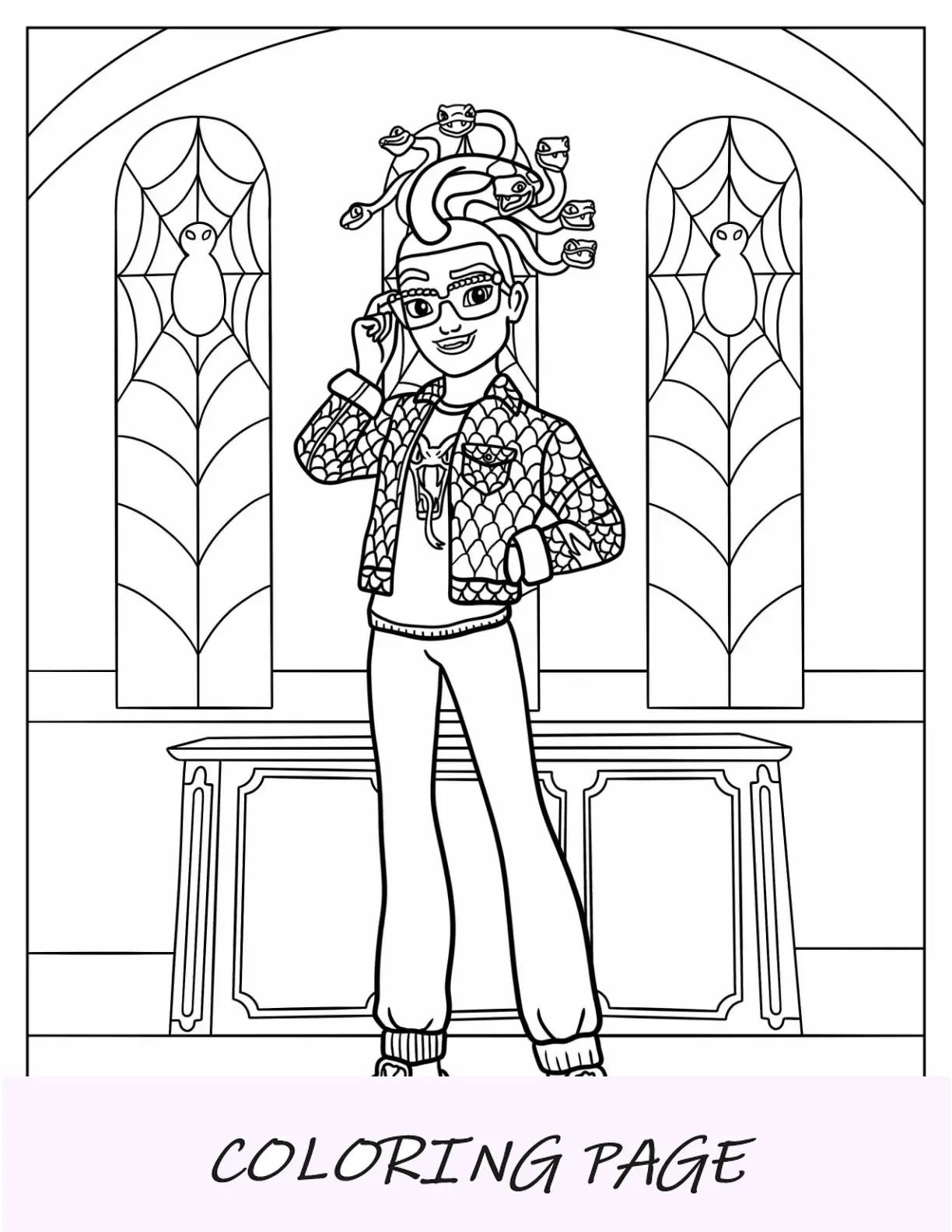 Página para colorir Monster High de Deuce Gorgon para crianças