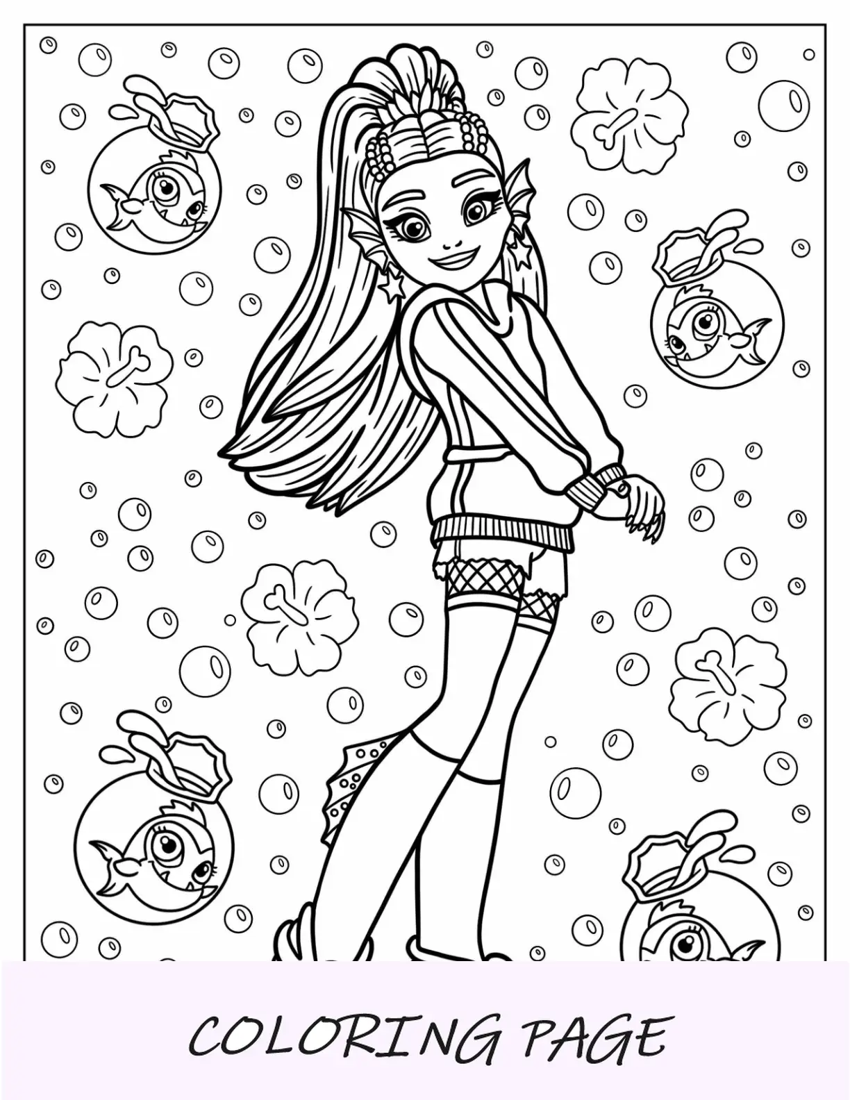 Página Para Colorir Monster High De Lagoona Azul Com Peixe