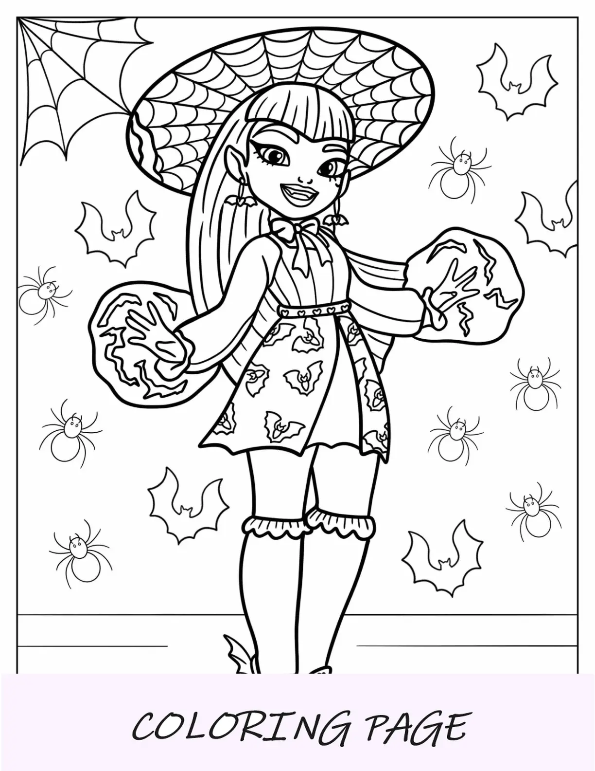 Página para colorir de Monster High de Draculaura usando poderes