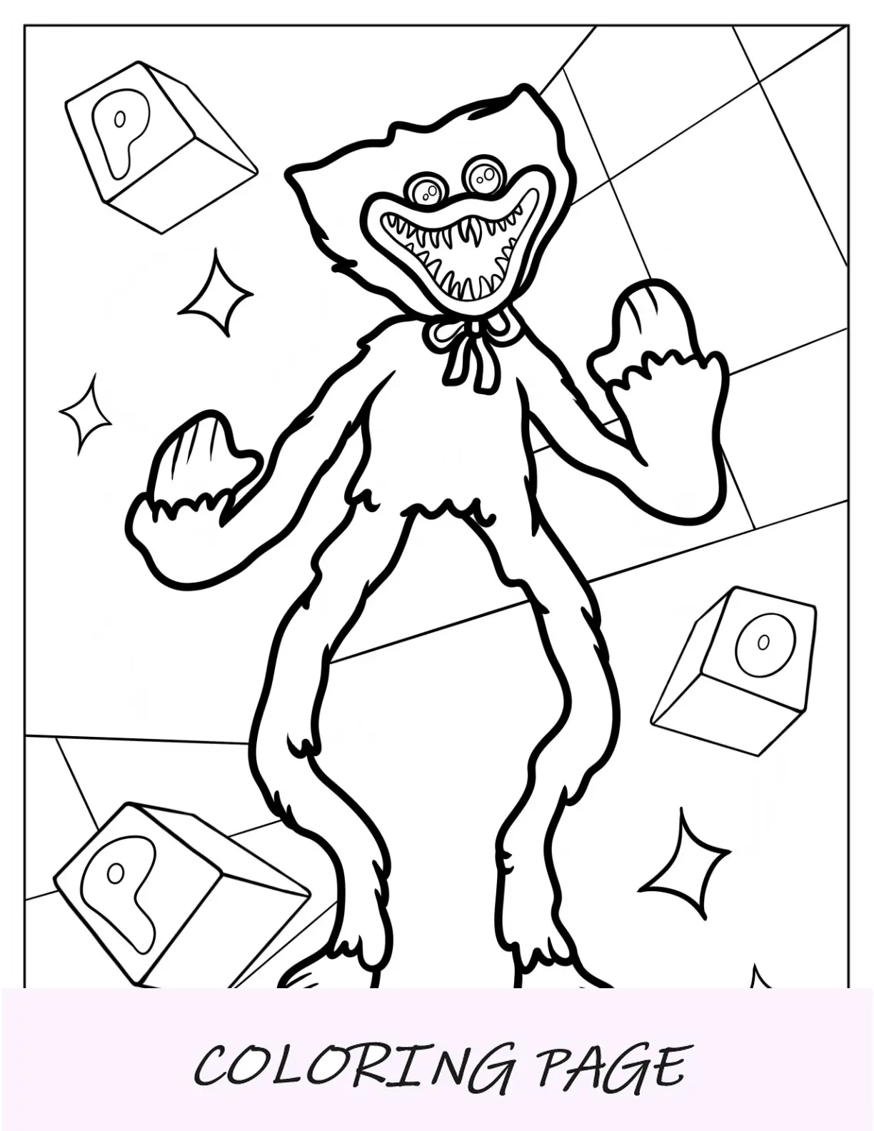 Página para colorir de Poppy Playtime do assustador Huggy Wuggy