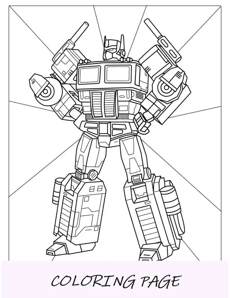 Página detallada para colorear Optimus Prime para adultos