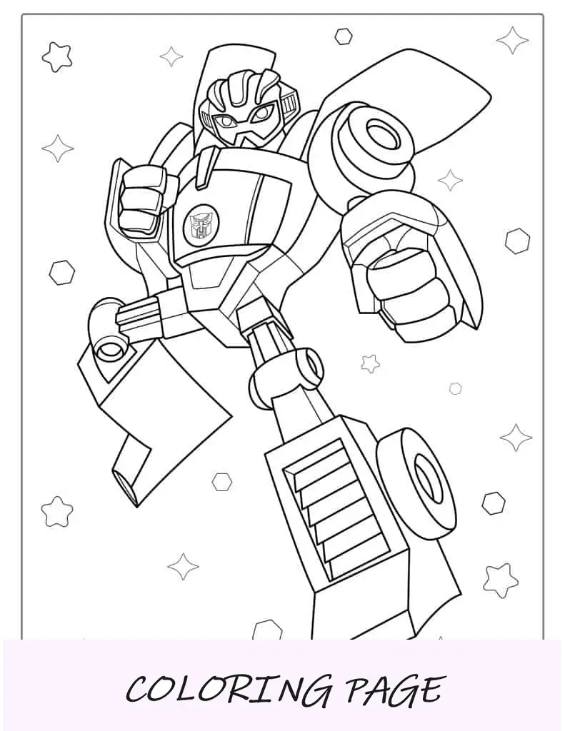 Página para colorear fácil de Bumblebee Transformer para niños