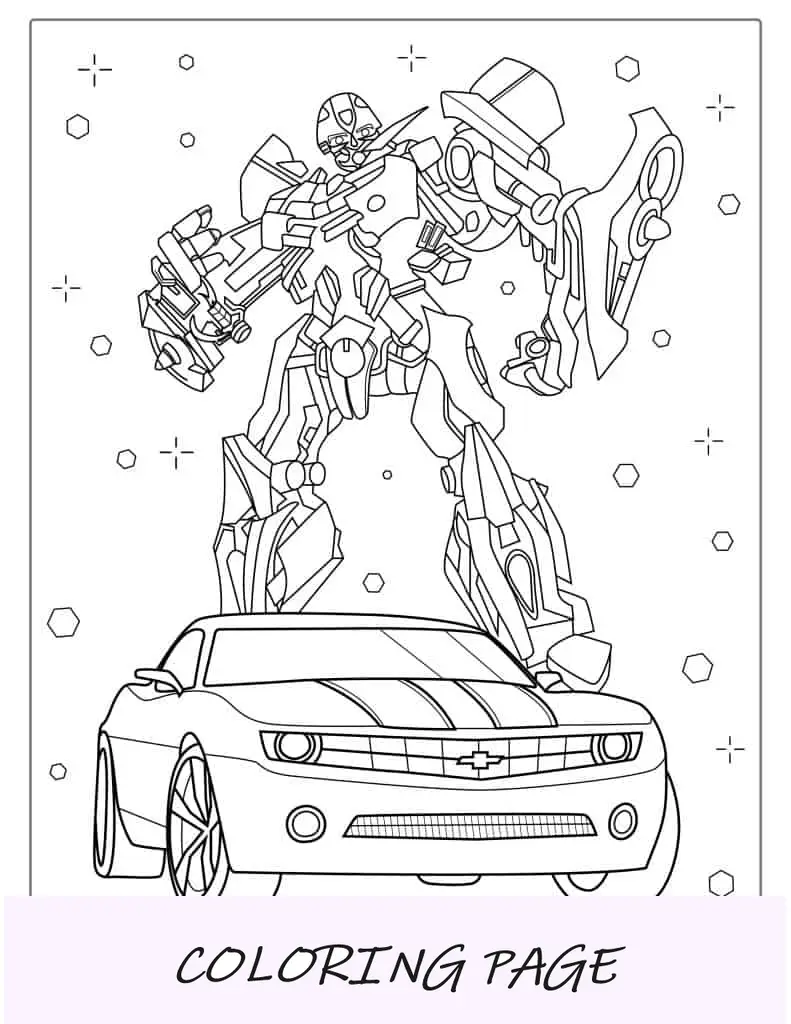 Bumblebee Transformer Con Camaro Página Para Colorear