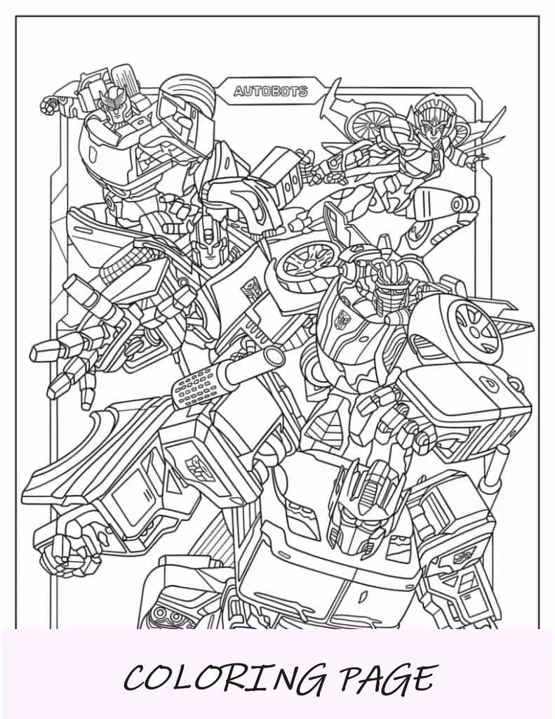 Página para colorear detallada de Autobots Póster