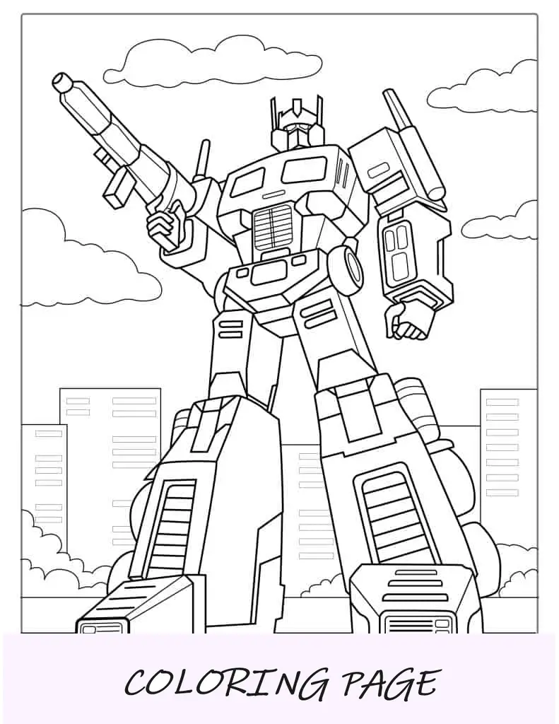 Página para colorear de Optimus Prime Transformer