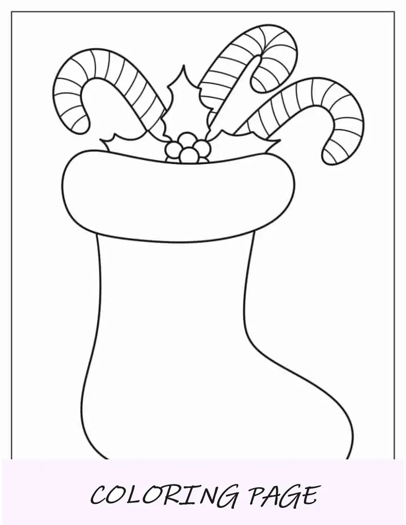 Modelo de meia de Natal de meia página com bastões de doces