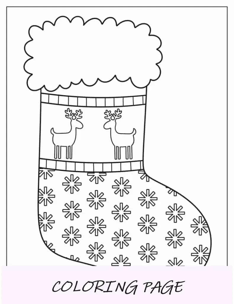 Modelo de meias de Natal de duas renas de meia página