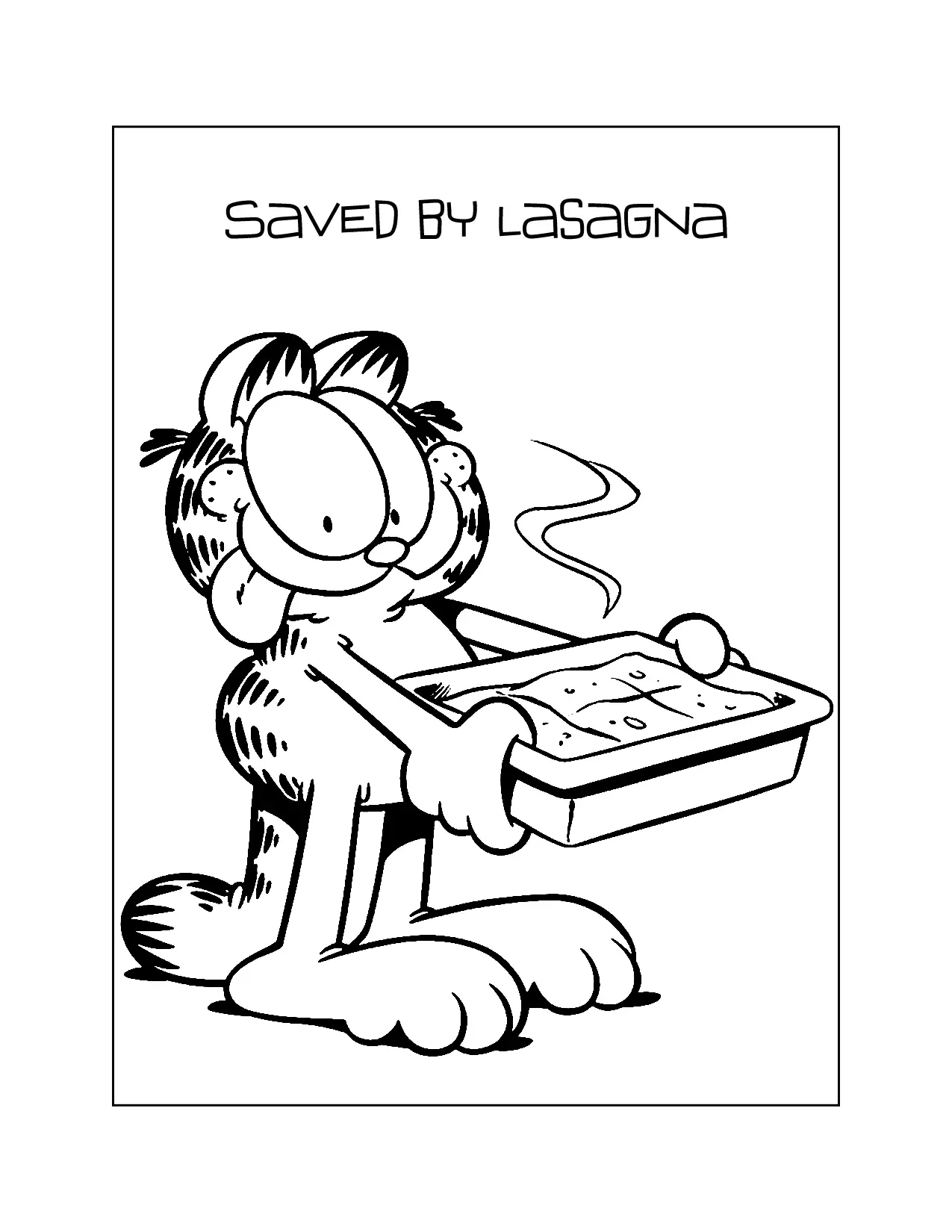 Garfield Saved By Lasagna Coloring Page