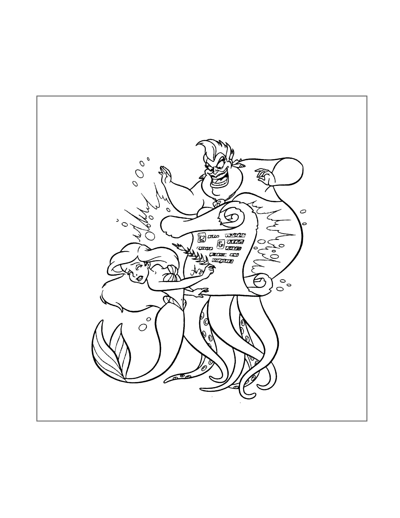 Ariel Signing Ursulas Deal Coloring Page