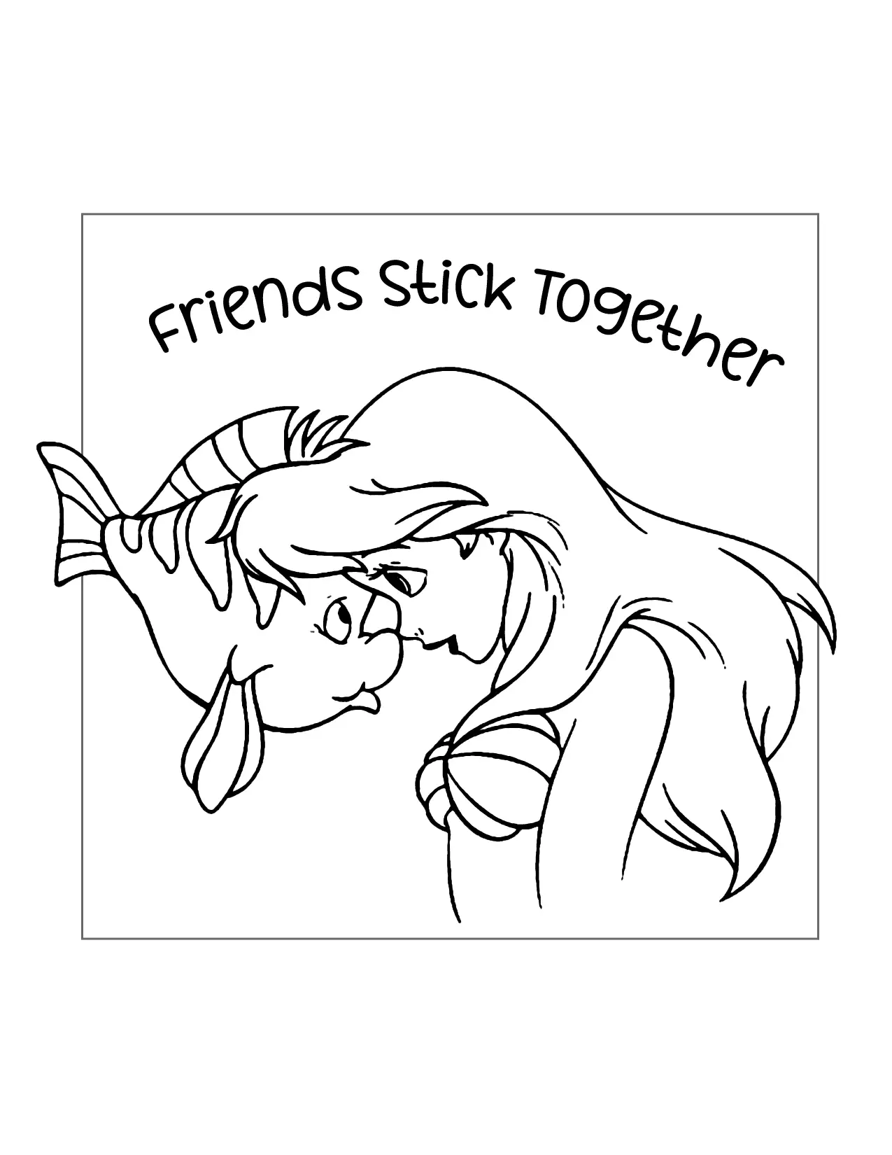 Flounder And Ariel Friends Stick Together Coloring Page