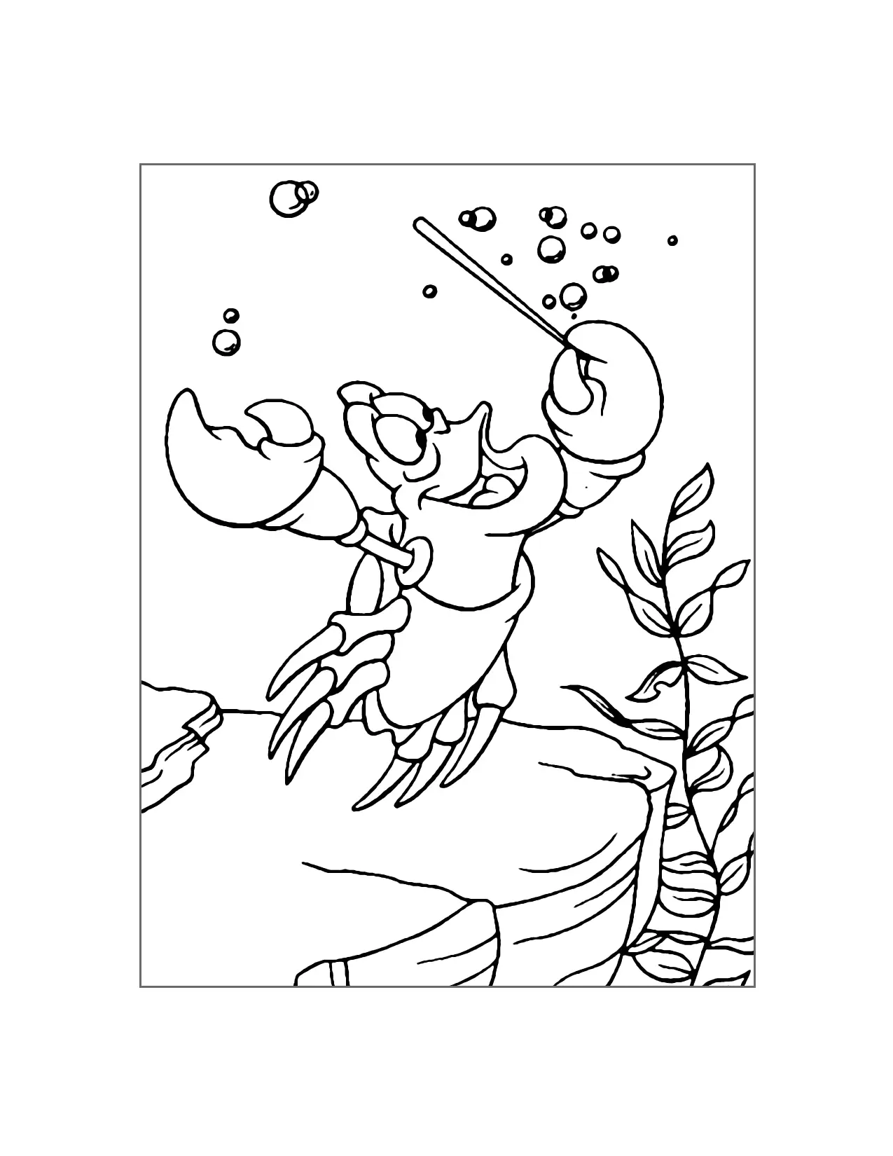 Sebastian Conducting Music Little Mermaid Coloring Page