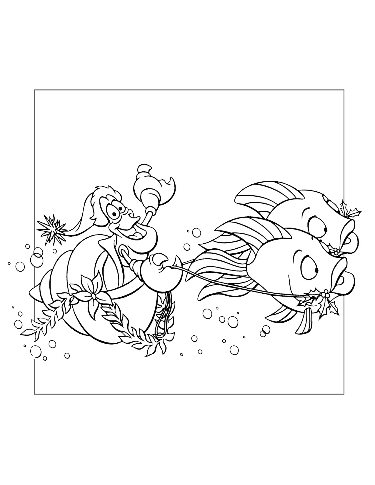Sebastian On A Christmas Carriage Ride Coloring Page
