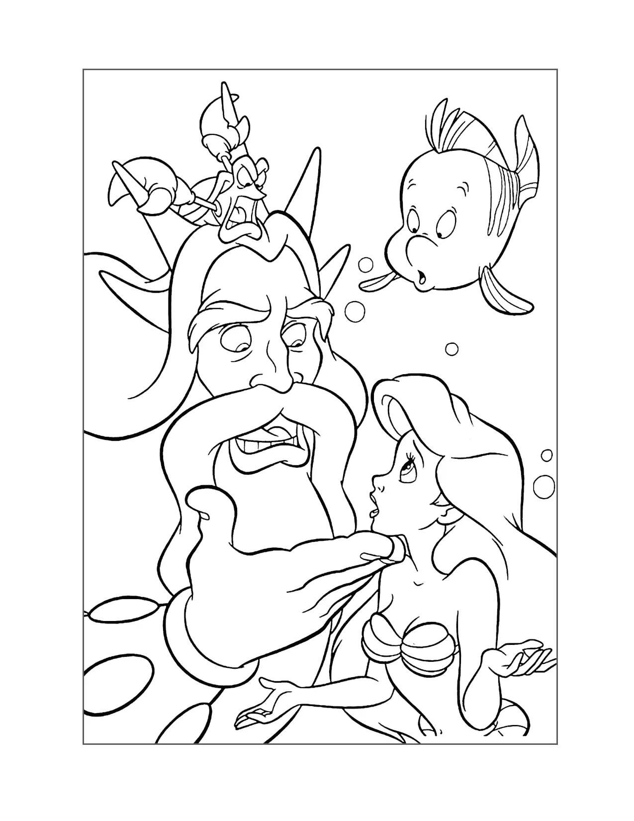 Titon Reprimanding Ariel Little Mermaid Coloring Page