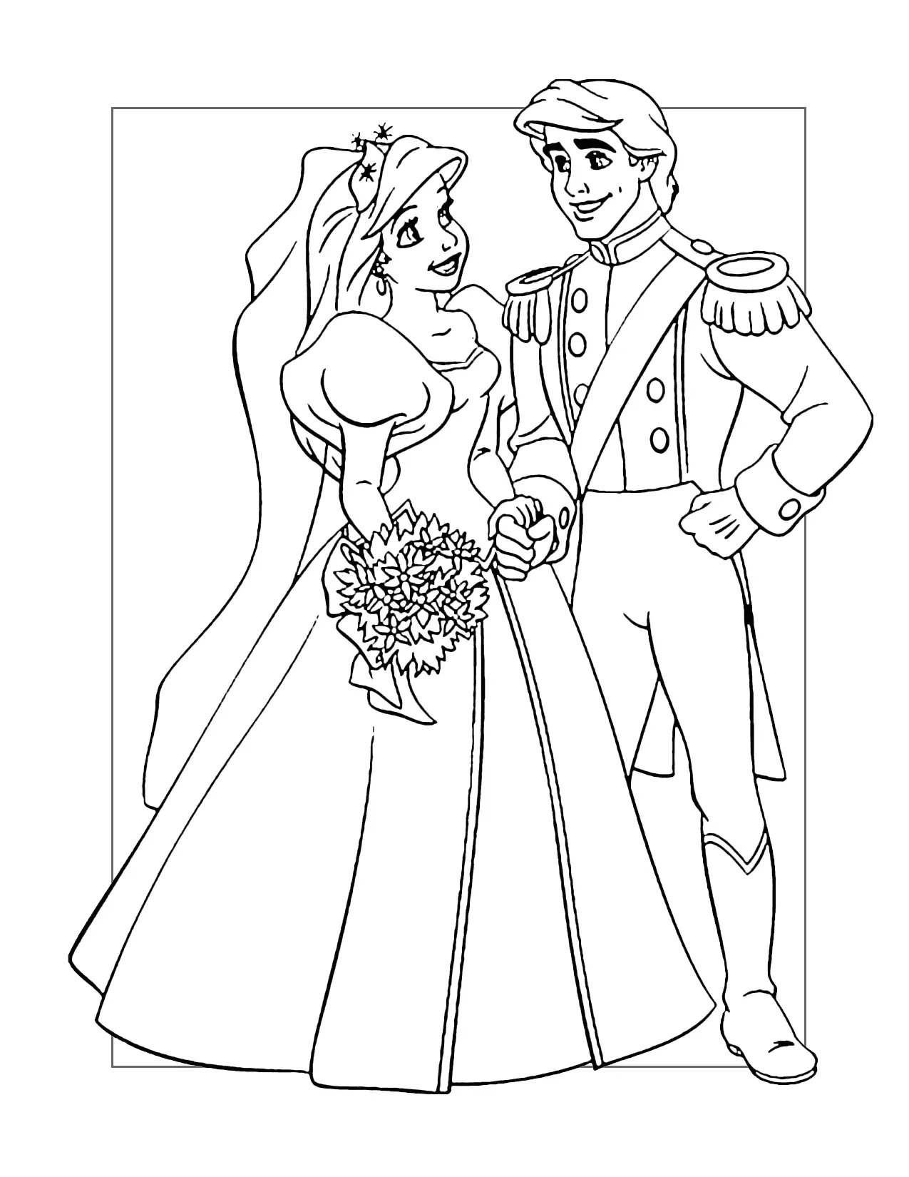 Ariel And Eric Get Married Coloring Page