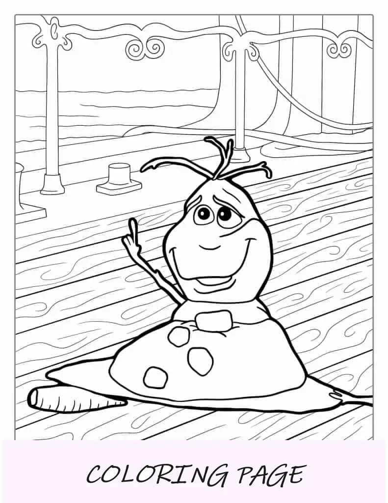 Página para colorir derretendo Olaf