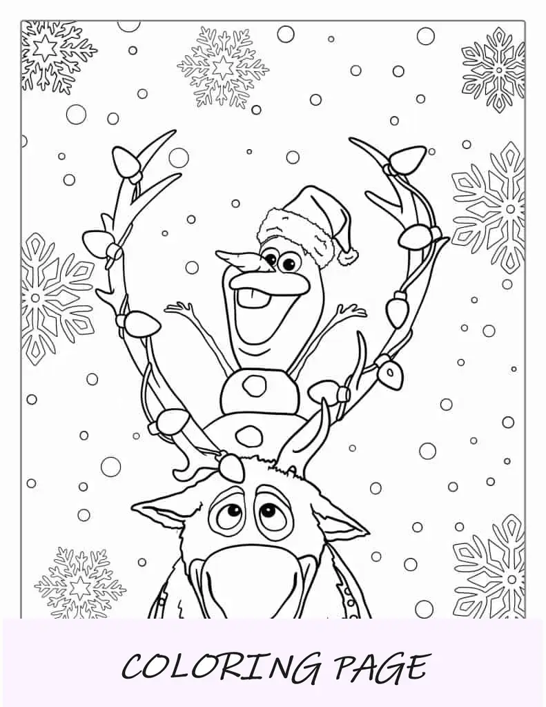 Folha para colorir de Natal de Olaf e Sven