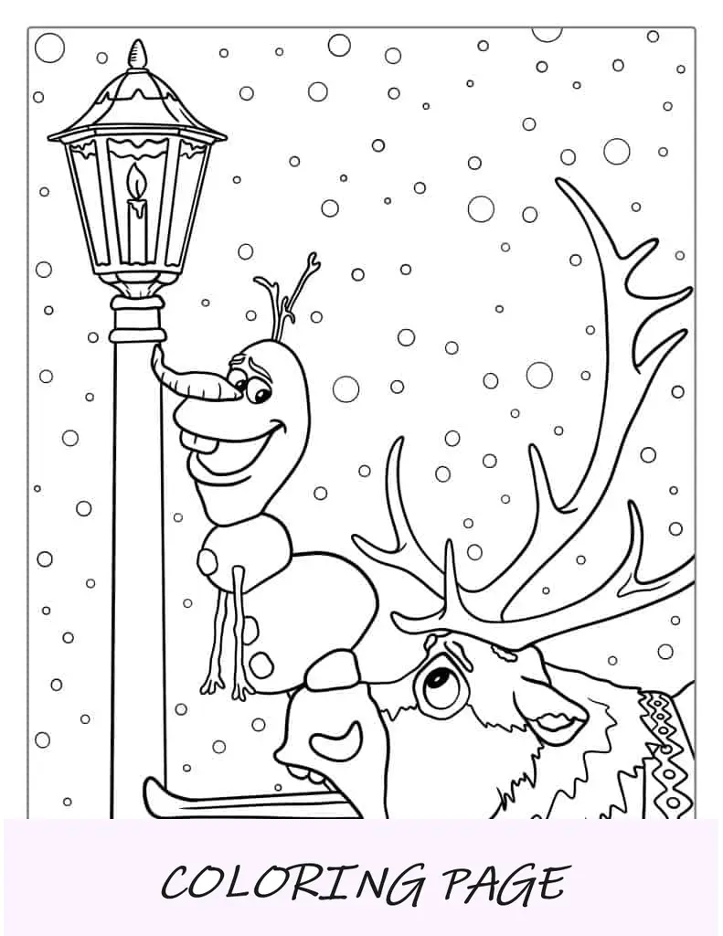 Olaf e Sven com línguas presas na lâmpada
