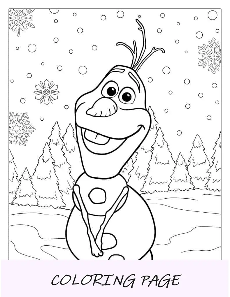 Adorável página para colorir do Olaf