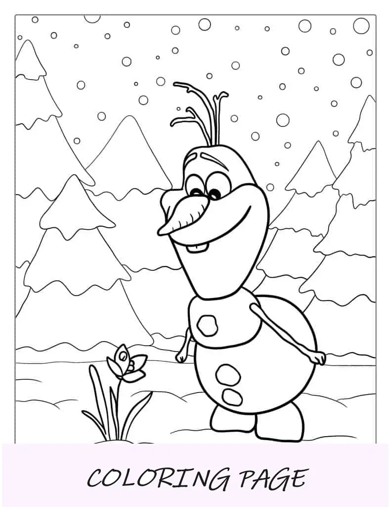 Olaf olhando para uma flor