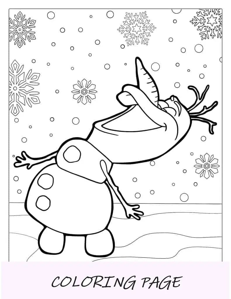 Folha para colorir do Olaf cantando