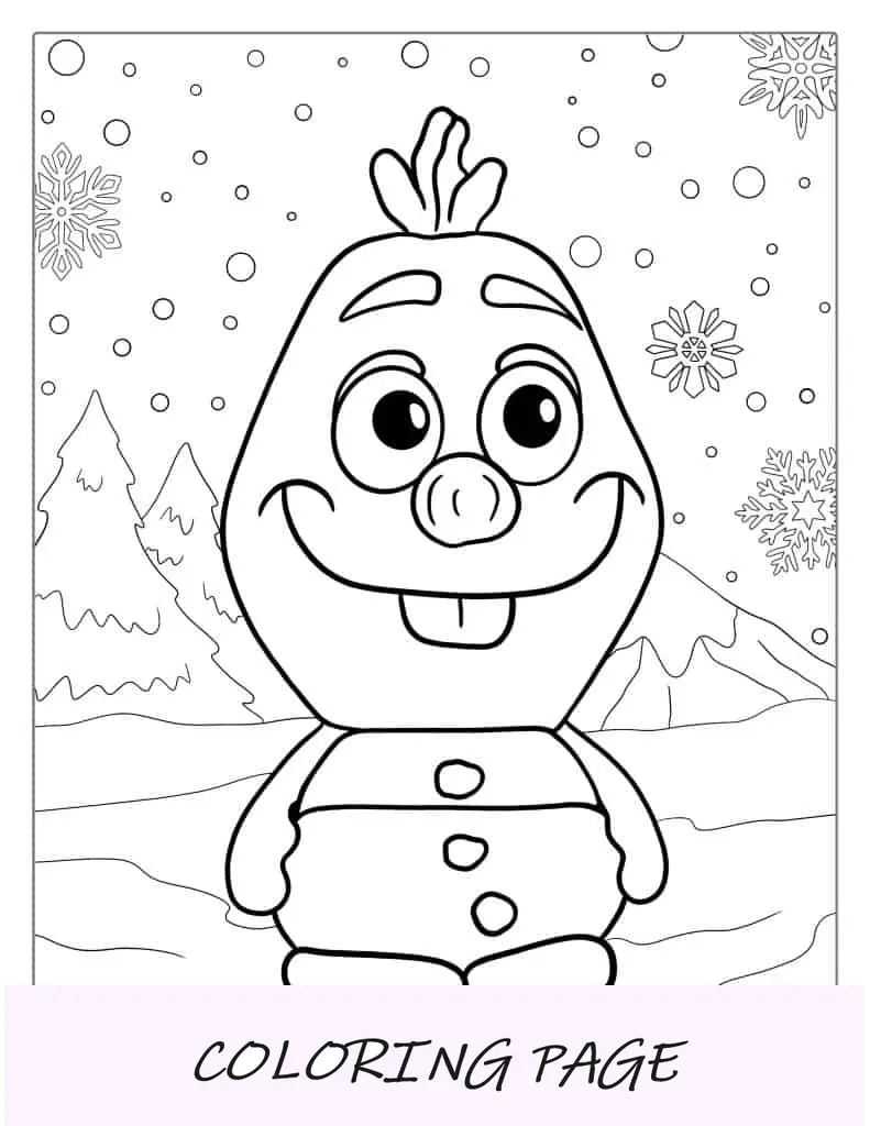 Página para colorir do bebê Olaf para crianças