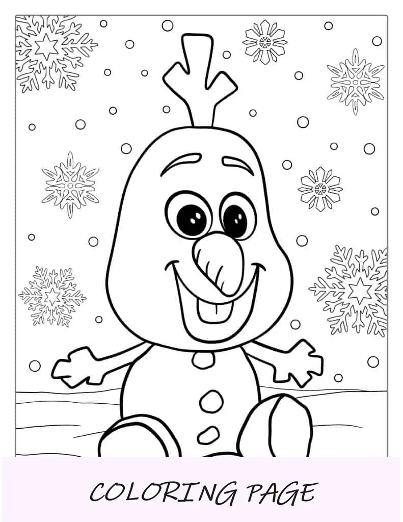 Bebê fofo Olaf para colorir para crianças em idade pré-escolar