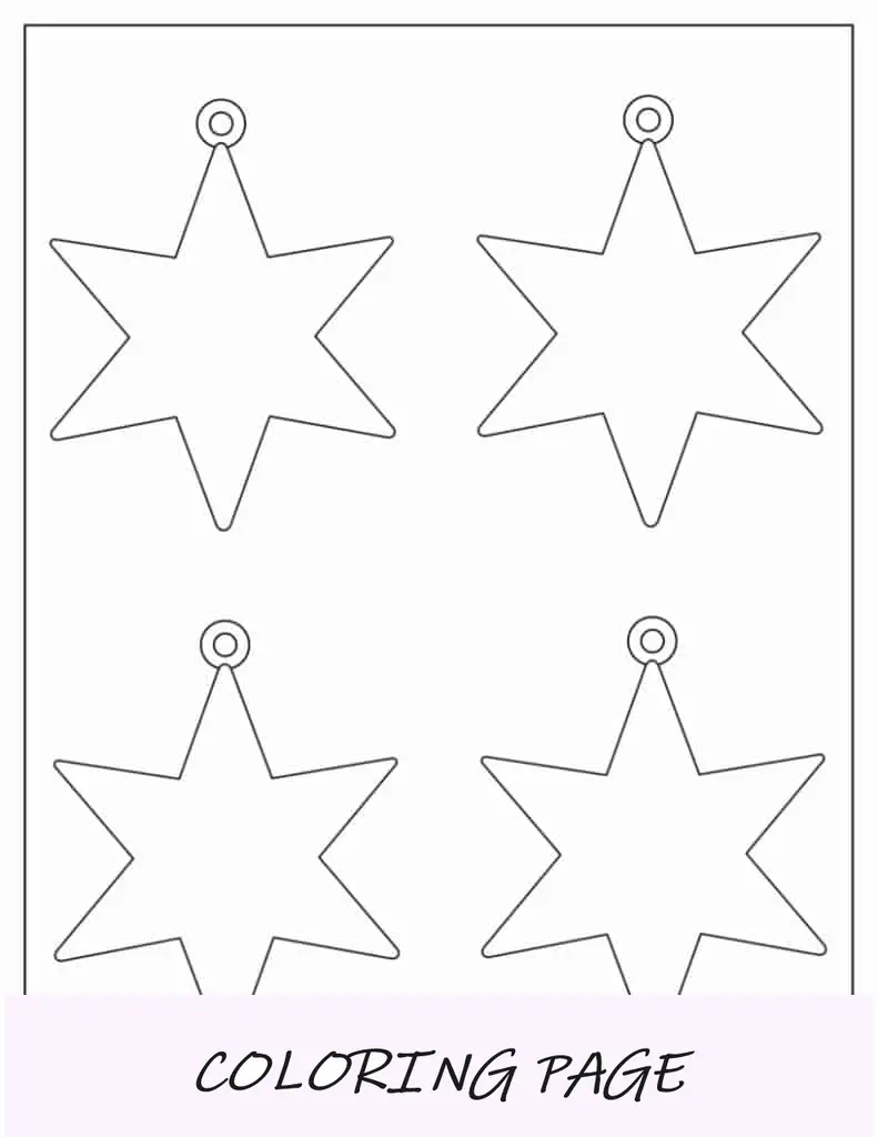 Enfeites de Natal simples para impressão para colorir (sino, anjo, estrela, bugiganga)