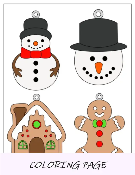 Página para colorir de enfeites de Natal estampados para impressão(1)