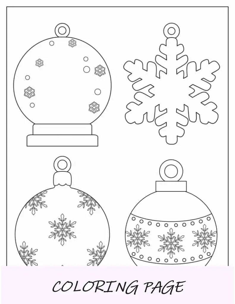 Página para colorir de bugiganga em formato de lágrima de Feliz Natal para impressão