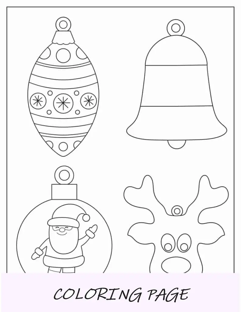 Enfeites de Natal coloridos para impressão (globo de neve, bastão de doces, boneco de neve)