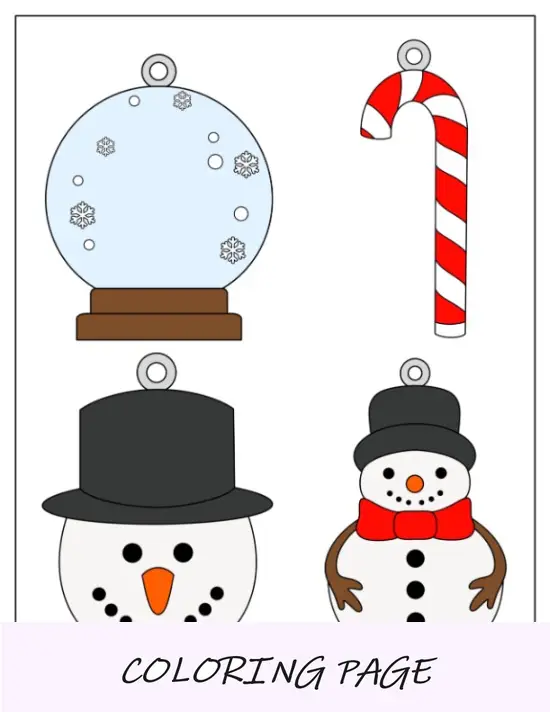 Enfeites de Natal coloridos para impressão (Papai Noel, Rudolph, Bauble)