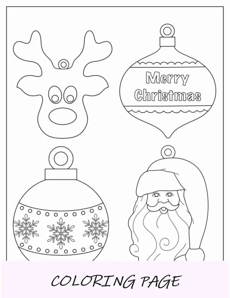 Enfeites de Natal para impressão para colorir para crianças em idade pré-escolar (lágrima, estrela, redondo)