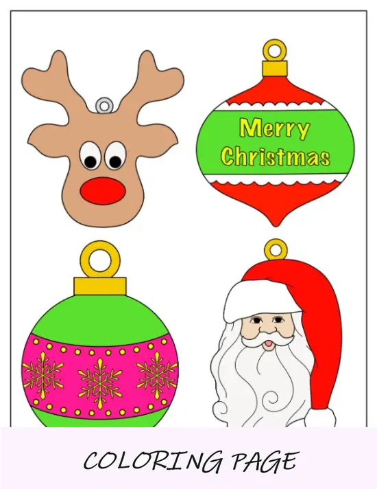 Enfeites de Natal de cores variadas para imprimir