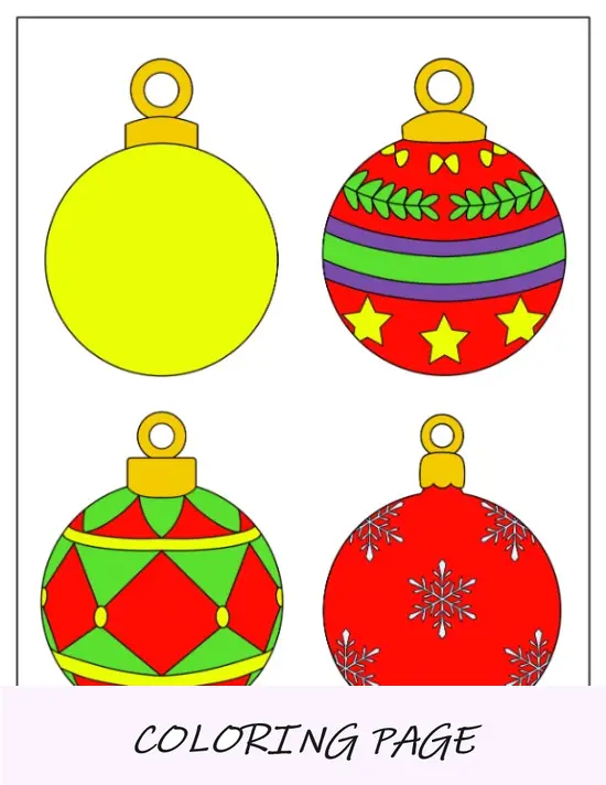 Página modelada da coloração das quinquilharias do Natal da lágrima para imprimir